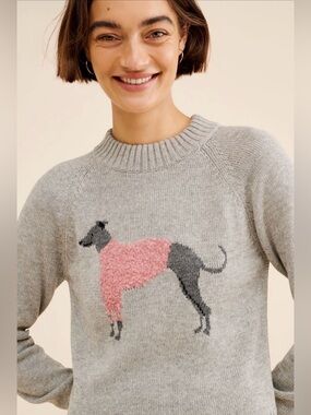 Nuuly x Rachel Antonoff Stan Sweater Grey Alpaca Blend Dog M EUC $348